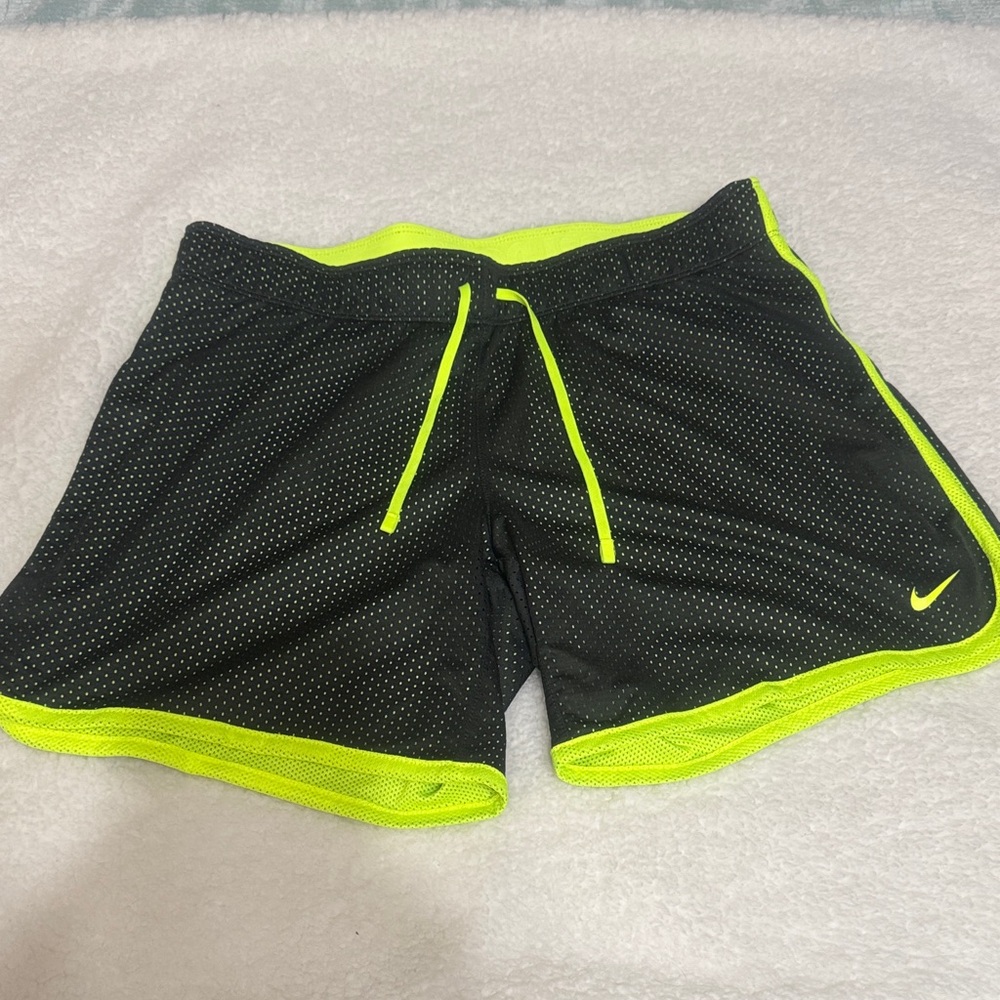 Nike Black Mesh Shorts with Neon Yellow Trim